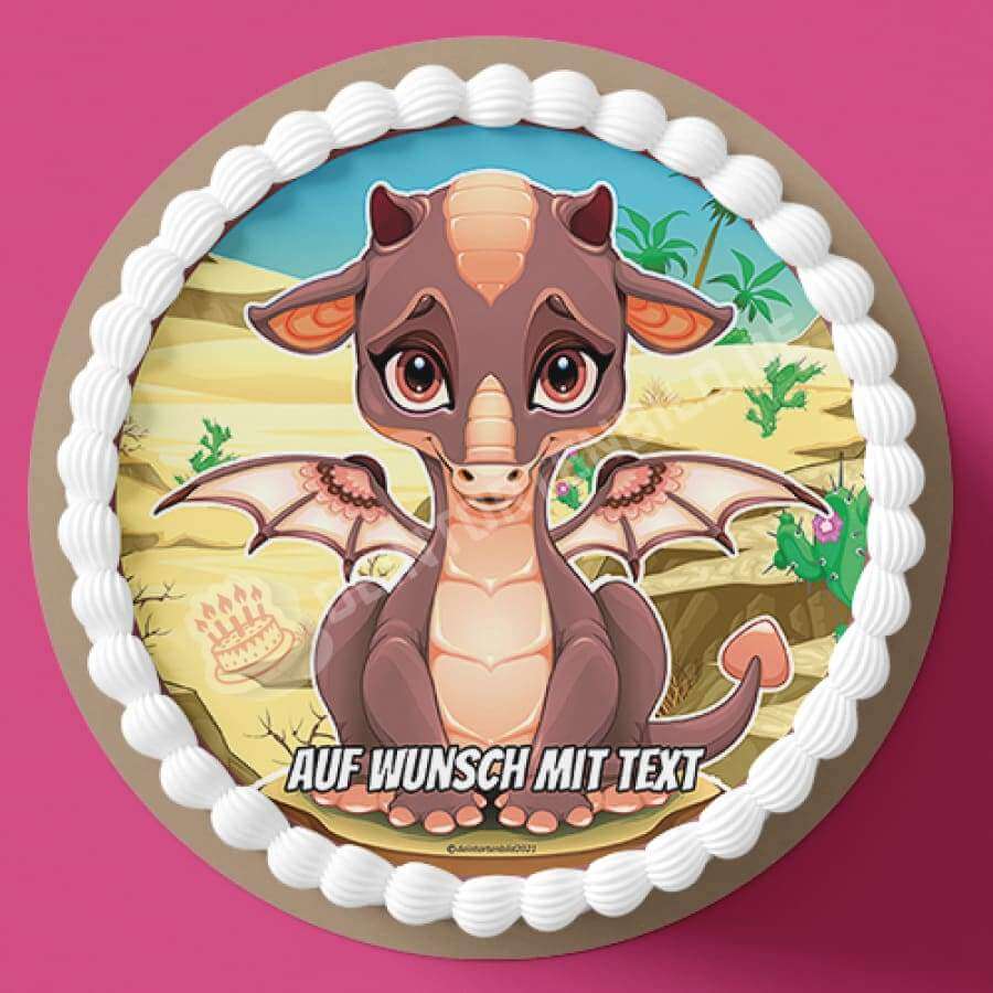 Motiv: Baby Erddrache - Hochwertige und individuelle Tortenaufleger für jeden Anlass
Tortenaufleger Baby Erddrache in 20cm Kreis
Dieser Tortenaufleger mit einem Baby Erddrache in braun ist - Tortenbild - DeintortenbildBaby Erddrache