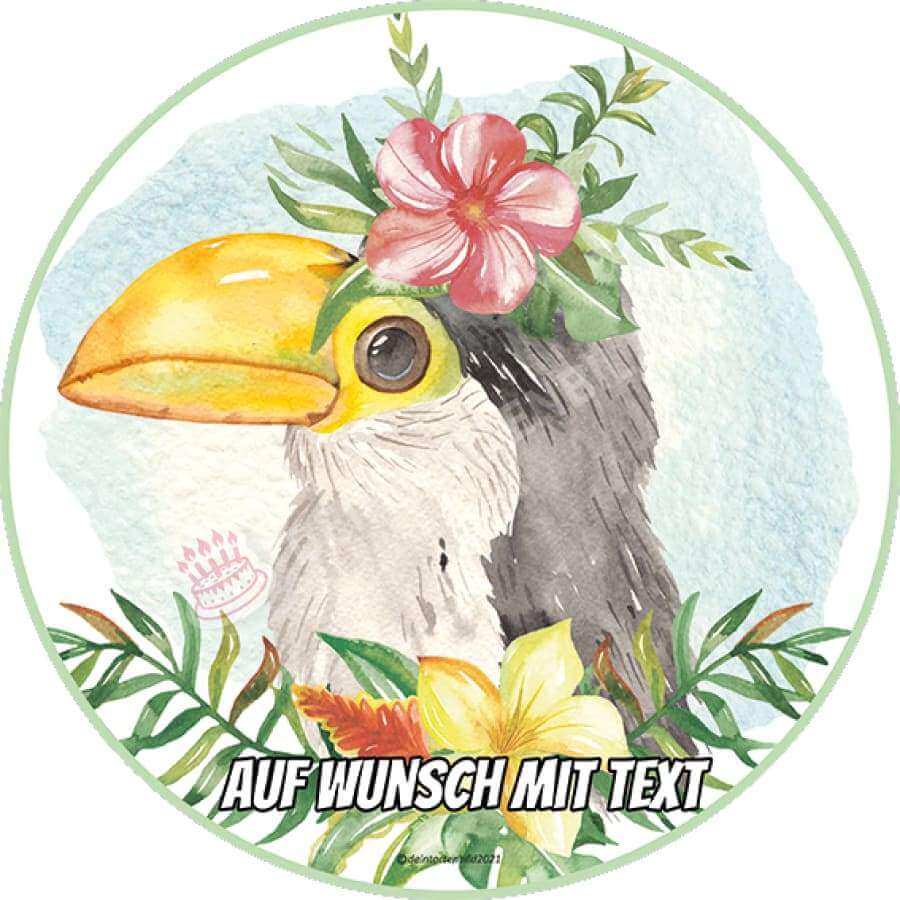 Motiv: Baby Tucan Vogel - Hochwertige und individuelle Tortenaufleger für jeden Anlass
Tortenaufleger Baby Tucan Vogel in 20cm Kreis
Dieser Tortenaufleger mit einem Baby Tucan Vogel, der eine - Tortenbild - DeintortenbildBaby Tucan Vogel