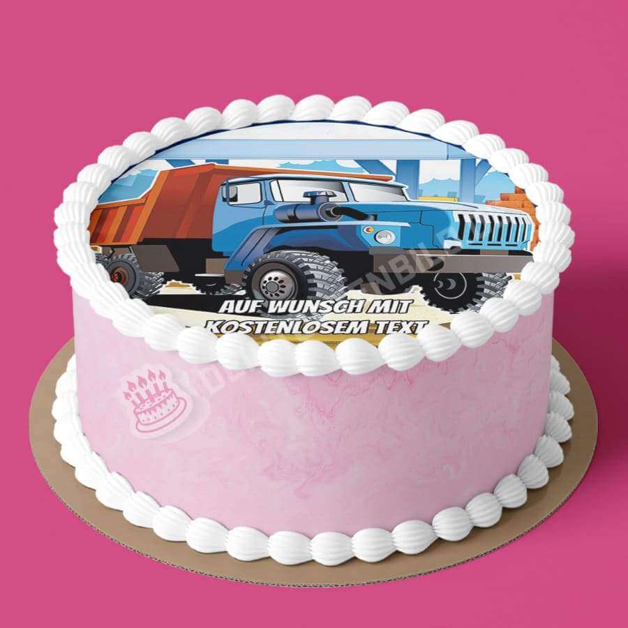 Motiv: Baustelle Kipperfahrzeug - Hochwertige und individuelle Tortenaufleger für jeden Anlass
Tortenaufleger Baustelle Kipperfahrzeug 20cm Kreis
Dieser Tortenaufleger mit einem blauen Baustellen Ki - Tortenbild - DeintortenbildBaustelle Kipperfahrzeug