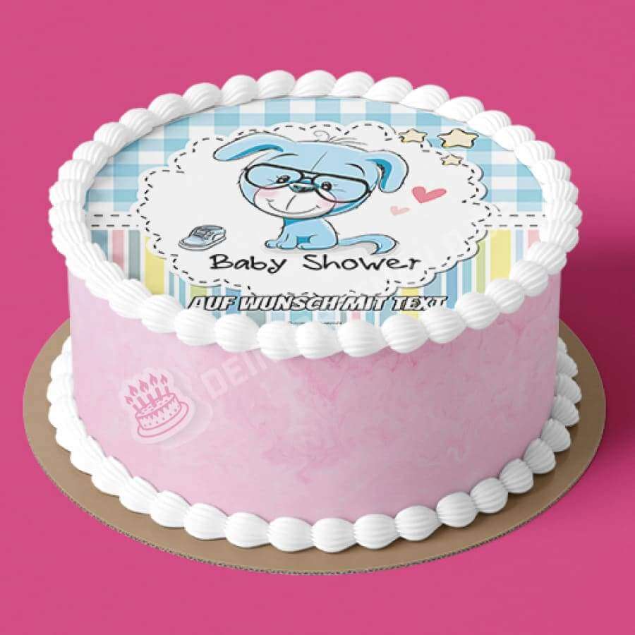 Motiv: Babyshower Hund Blau - Hochwertige und individuelle Tortenaufleger für jeden Anlass
Tortenaufleger Babyshower Hund Blau 20cm Kreis
Dieser Tortenaufleger mit einem blauen Hund mit Brille u - Tortenbild - DeintortenbildBabyshower Hund Blau