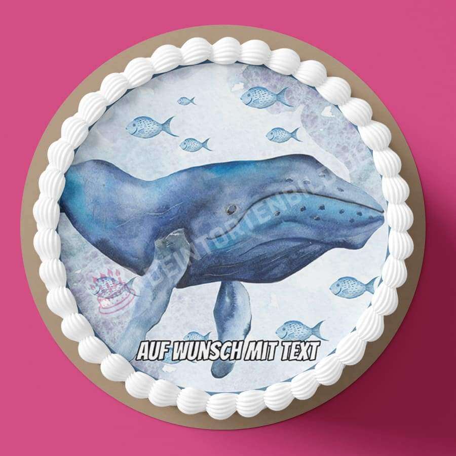 Motiv: Blauwal - Hochwertige und individuelle Tortenaufleger für jeden Anlass
Tortenaufleger Blauwal 20cm Kreis
Dieser Tortenaufleger mit einem Blauwal und kleinen blauen Fischen is - Tortenbild - DeintortenbildMotiv