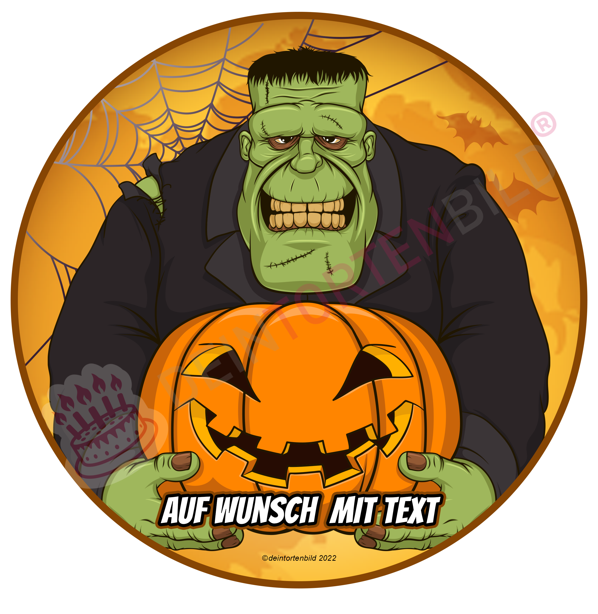 Halloween - Frankenstein - Hochwertige und individuelle Tortenaufleger für jeden Anlass
Tortenaufleger Frankenstein - 20cm Kreis
Unser Tortenaufleger mit dem gruseligen Frankenstein, ist ei - Halloween - DeintortenbildHalloween - Frankenstein