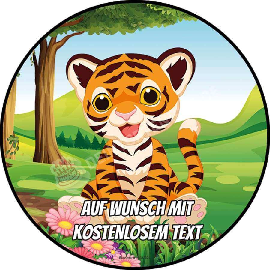Motiv: Baby Tiger im Gras - Hochwertige und individuelle Tortenaufleger für jeden Anlass
Tortenaufleger Baby Tiger im Gras in 20cm Kreis
Dieser Tortenaufleger mit einem fröhlichen Baby Tiger i - Tortenbild - DeintortenbildBaby Tiger im Gras