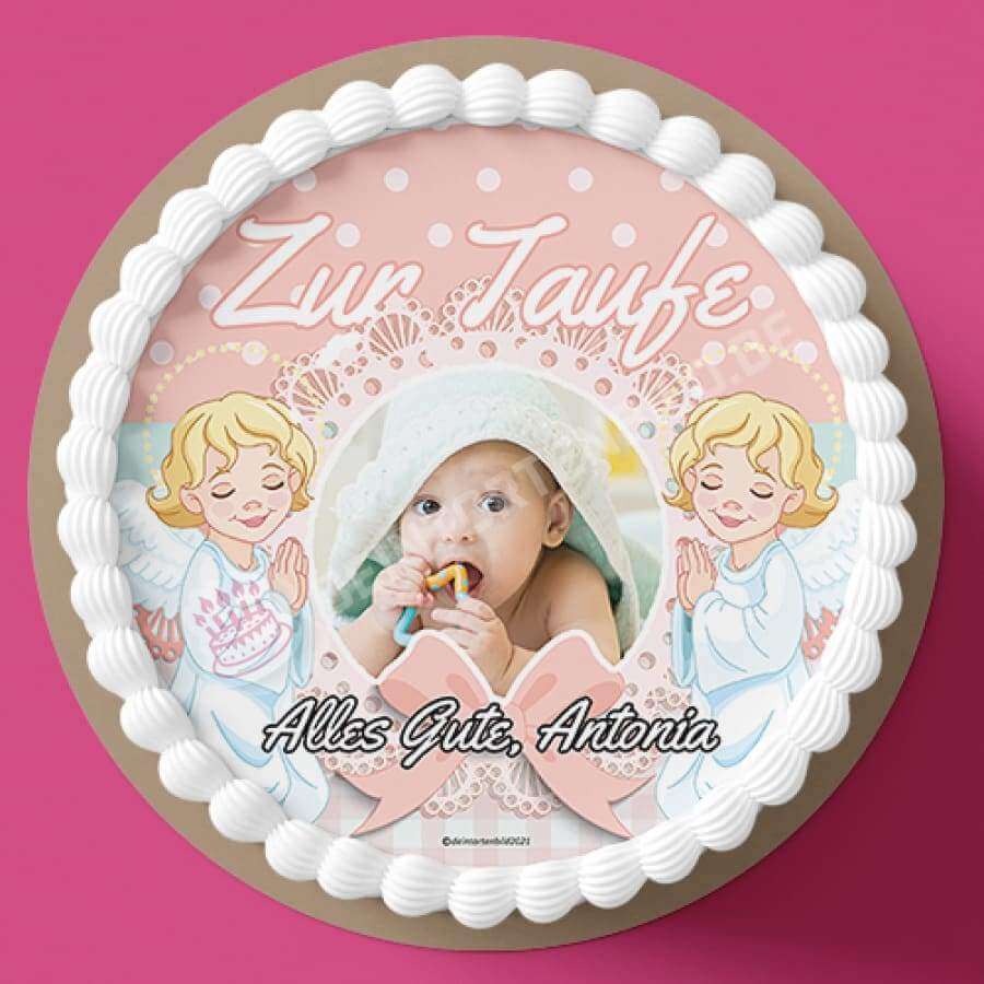Fotomotiv: Taufe - Rosa mit zwei Engel - Hochwertige und individuelle Tortenaufleger für jeden Anlass
Tortenaufleger Fotomotiv Taufe - Rosa mit zwei Engel 20cm Kreis
Unser Tortenaufleger mit dem Motiv vo - Tortenbild - DeintortenbildTaufe - Rosa mit zwei Engel