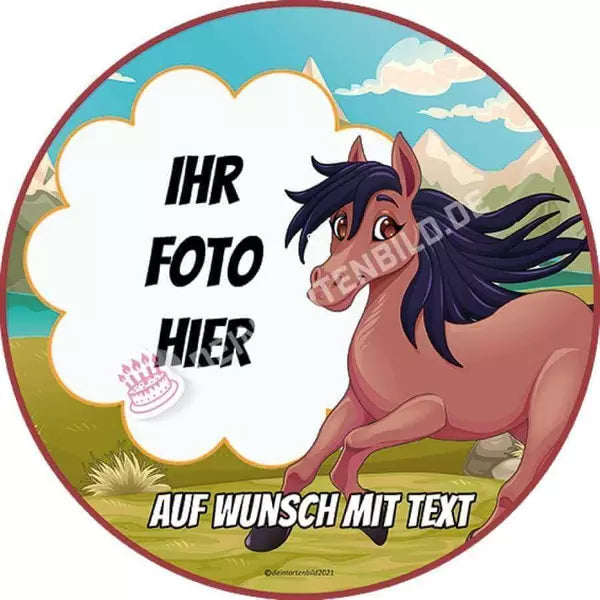 Fotomotiv: Braunes Pferd - Hochwertige und individuelle Tortenaufleger für jeden Anlass
Tortenaufleger Fotomotiv Braunes Pferd 20cm Kreis
Unser Tortenaufleger mit dem Motiv "Braunes Pferd" is - Tortenbild - DeintortenbildBraunes Pferd