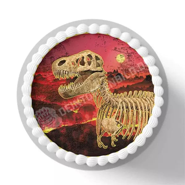 Motiv: T-Rex Dino Skelett - Hochwertige und individuelle Tortenaufleger für jeden Anlass
Tortenaufleger T-Rex Dino Skelett in 20cm Kreis
Dieser Tortenaufleger mit einem T-Rex Skelett ist ein i - Tortenbild - Deintortenbild-Rex Dino Skelett