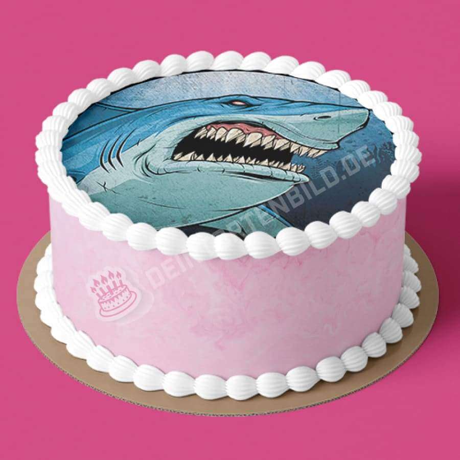 Motiv: Gefährlicher Hai - Deintortenbild.de Tortenaufleger aus Esspapier: Oblatenpapier, Zuckerpapier, Fondantpapier