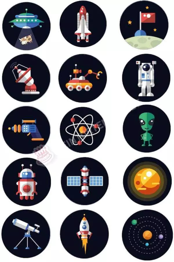 Muffinaufleger Motiv: Weltall und Wissenschaft - Hochwertige und individuelle Muffinaufleger für jeden Anlass
Muffinaufleger Weltall und Wissenschaft in 4-5cm Kreis
Unsere Muffinaufleger sind ein ideales Geschenk f - Muffinaufleger - DeintortenbildWeltall und Wissenschaft