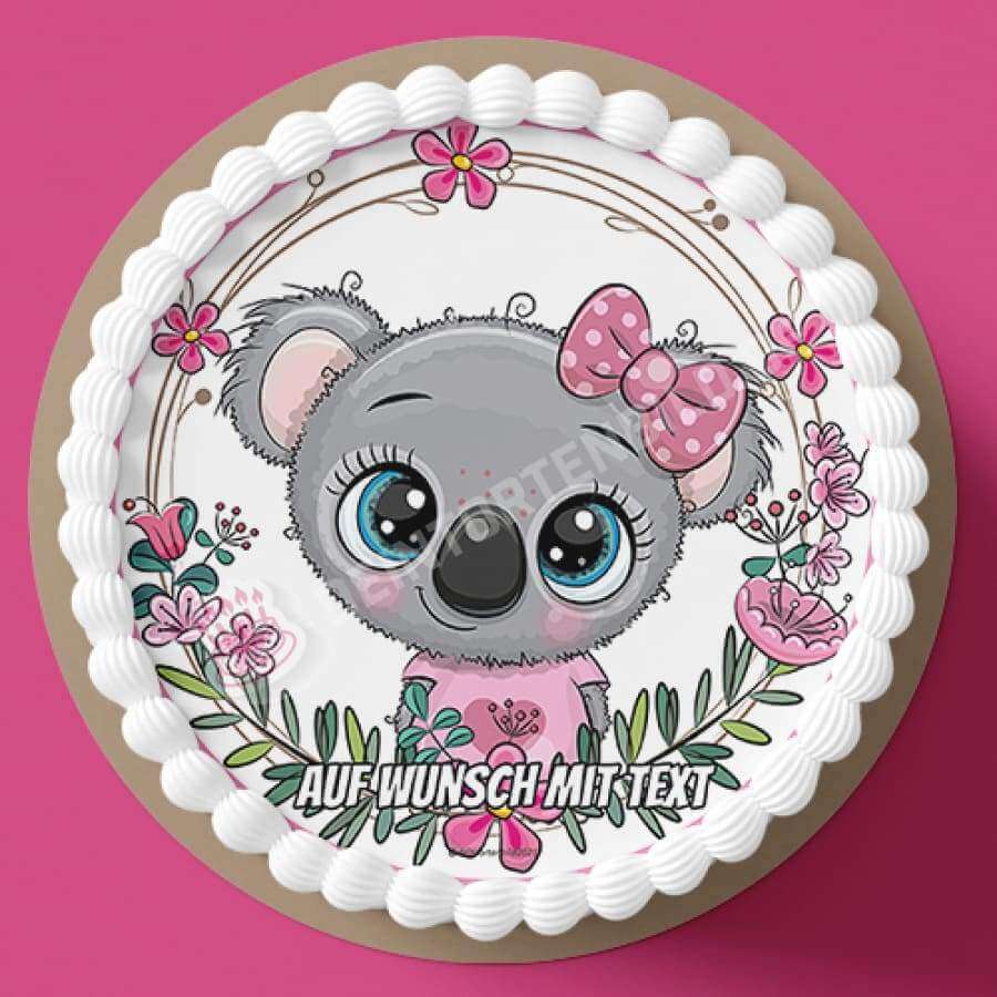Motiv: Koala in Rosa mit Schleife - Hochwertige und individuelle Tortenaufleger für jeden Anlass
Tortenaufleger Koala in Rosa mit Schleife in 20cm Kreis
Unsere Tortenaufleger sind ein ideales Geschenk - Tortenbild - DeintortenbildRosa mit Schleife