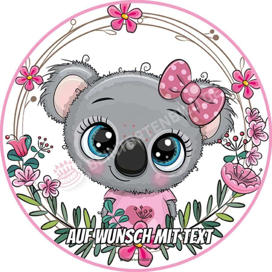 Motiv: Koala in Rosa mit Schleife - Hochwertige und individuelle Tortenaufleger für jeden Anlass
Tortenaufleger Koala in Rosa mit Schleife in 20cm Kreis
Unsere Tortenaufleger sind ein ideales Geschenk - Tortenbild - DeintortenbildRosa mit Schleife