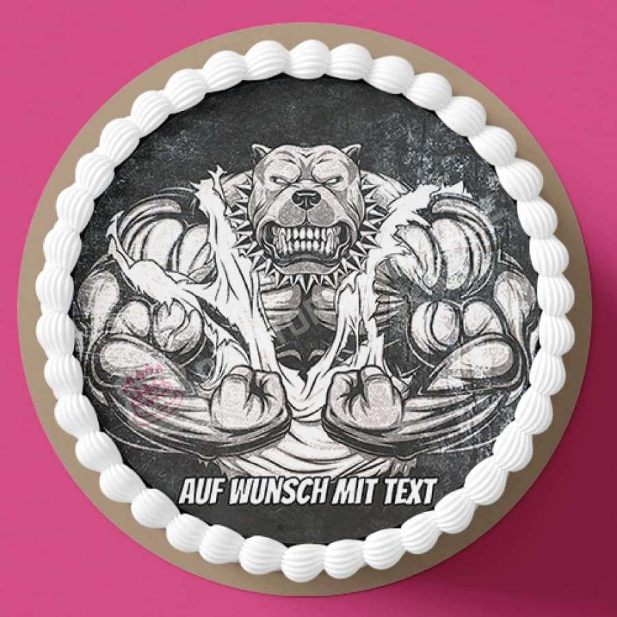 Motiv: Bulldogge Sport Fitness - Hochwertige und individuelle Tortenaufleger für jeden Anlass
Tortenaufleger Bulldogge Sport Fitness in 20cm Kreis
Dieser Tortenaufleger mit einer wütenden Bulldogge - Tortenbild - DeintortenbildBulldogge Sport Fitness