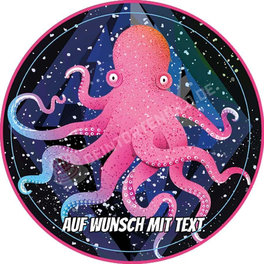 Motiv: Bunter Oktopus - Hochwertige und individuelle Tortenaufleger für jeden Anlass
Tortenaufleger Bunter Oktopus in 20cm Kreis
Dieser Tortenaufleger mit einem rosanen Oktopus ist ein ide - A4 Tortenbild - DeintortenbildBunter Oktopus