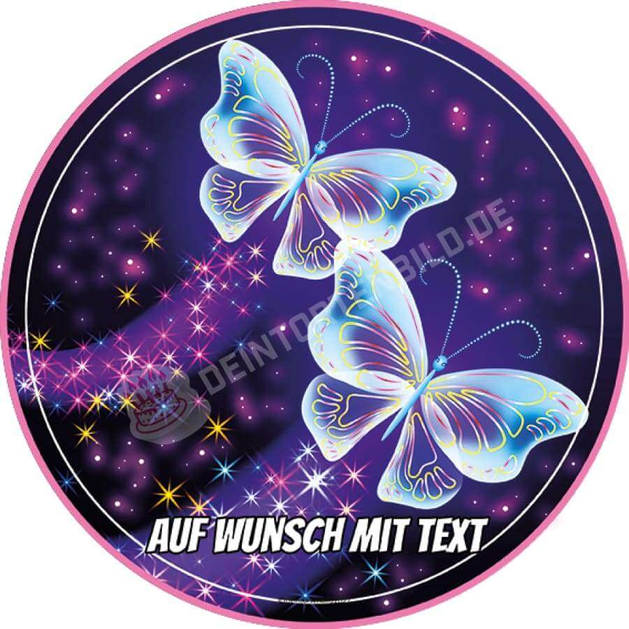 Motiv: Leuchtende Schmetterlinge - Hochwertige und individuelle Tortenaufleger für jeden Anlass
Tortenaufleger Leuchtende Schmetterlinge in 20cm Kreis
Unsere Tortenaufleger sind ein ideales Geschenk f - Tortenbild - DeintortenbildLeuchtende Schmetterlinge