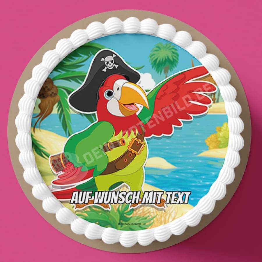 Motiv: Piraten Papagei - Hochwertige und individuelle Tortenaufleger für jeden Anlass
Tortenaufleger Piraten Papgei in 20cm Kreis
Unsere Tortenaufleger sind ein ideales Geschenk für besonde - Tortenbild - DeintortenbildPiraten Papagei