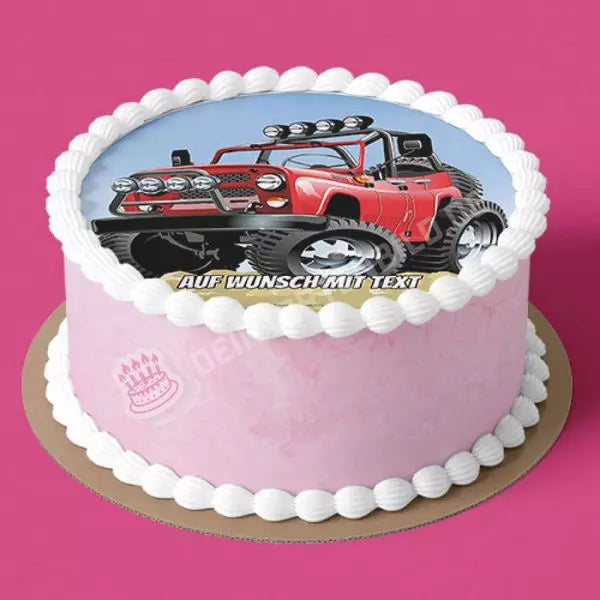 Motiv: Rotes Auto - Jeep - Hochwertige und individuelle Tortenaufleger für jeden Anlass
Tortenaufleger Rotes Auto - Jeep in 20cm Kreis
Unsere Tortenaufleger sind ein ideales Geschenk für beso - Tortenbild - DeintortenbildRotes Auto - Jeep