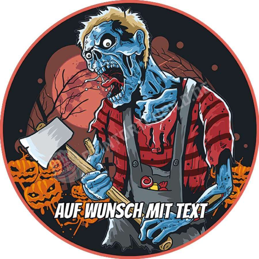 Motiv: Halloween Zombie mit Axt - Hochwertige und individuelle Tortenaufleger für jeden Anlass
Tortenaufleger Halloween Zombie mit Axt in 20cm Kreis
Unsere Tortenaufleger sind ein ideales Geschenk f - Tortenbild - DeintortenbildHalloween Zombie mit Axt