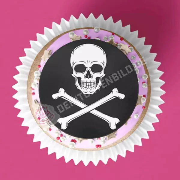 Muffinaufleger Motiv: Piraten Schädel - Deintortenbild.de Tortenaufleger aus Esspapier: Oblatenpapier / 15 Stück x 5cm, Oblatenpapier / 24 Stück x 4cm, Zuckerpapier / 15 Stück x 5cm, Zuckerpapier / 24 Stück x 4cm, Fondantpapier / 15 Stück x 5cm, Fondantpapier / 24 Stück x 4cm
