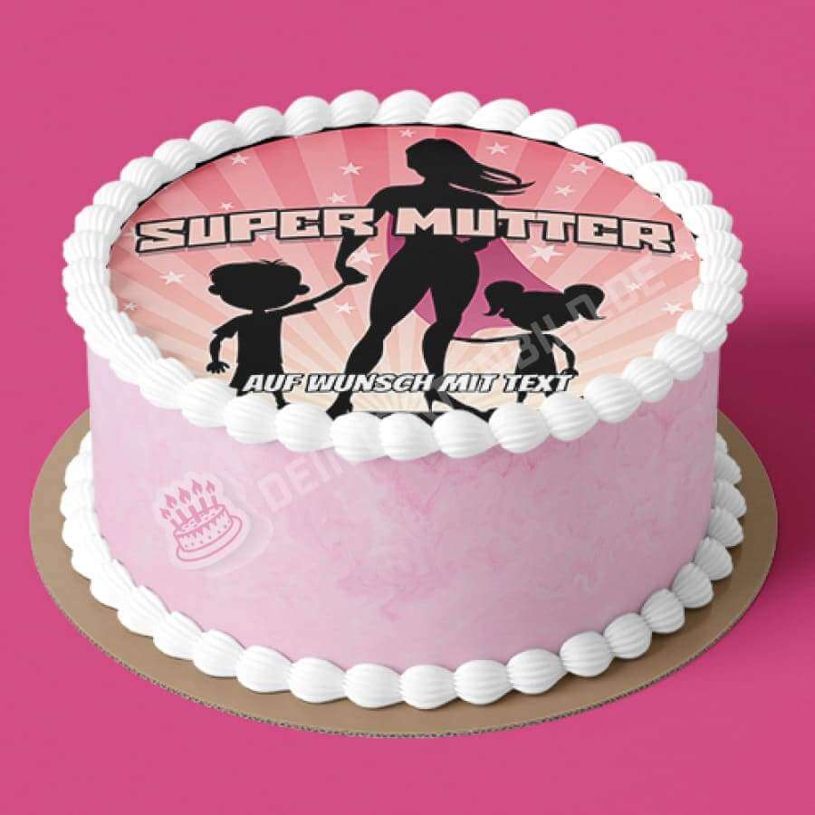 Motiv: Muttertag - Super Mutter - Hochwertige und individuelle Tortenaufleger für jeden Anlass
Tortenaufleger Muttertag - Super Mutter in 20cm Kreis
Unsere Tortenaufleger sind ein ideales Geschenk fü - Tortenbild - DeintortenbildMuttertag - Super Mutter