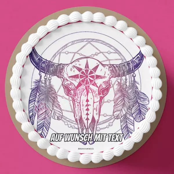 Motiv: Totem Traumfänger Schädel - Deintortenbild.de Tortenaufleger aus Esspapier: Oblatenpapier, Zuckerpapier, Fondantpapier