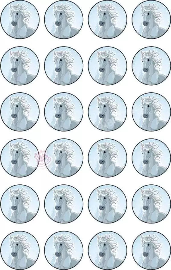 Muffinaufleger Motiv: Blau-Graues Pferd (24x4cm) - Deintortenbild.de Tortenaufleger aus Esspapier: Oblatenpapier, Zuckerpapier, Fondantpapier