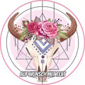 Motiv: Stier Schädel mit Blumen - Deintortenbild.de Tortenaufleger aus Esspapier: Oblatenpapier, Zuckerpapier, Fondantpapier