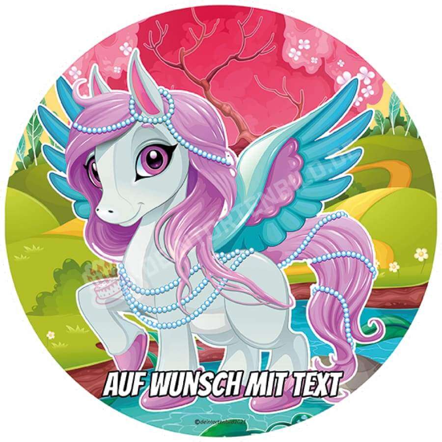 Motiv: Märchenpegasus Lila-Weiß - Deintortenbild.de Tortenaufleger aus Esspapier: Oblatenpapier / Einfarbig, Oblatenpapier / Berge, Oblatenpapier / Herbstlich, Oblatenpapier / Rosa Baum, Zuckerpapier / Einfarbig, Zuckerpapier / Berge, Zuckerpapier / Herbstlich, Zuckerpapier / Rosa Baum, Fondantpapier / Einfarbig, Fondantpapier / Berge