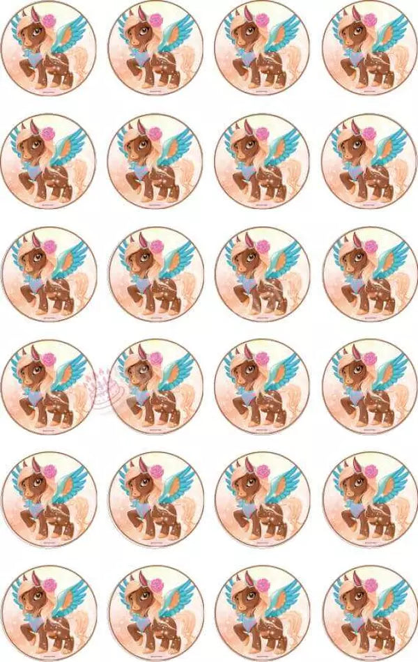 Muffinaufleger: Märchenpegasus Braun-Blau - Deintortenbild.de Tortenaufleger aus Esspapier: Oblatenpapier / 15x5cm, Oblatenpapier / 24x4cm, Zuckerpapier / 15x5cm, Zuckerpapier / 24x4cm, Fondantpapier / 15x5cm, Fondantpapier / 24x4cm