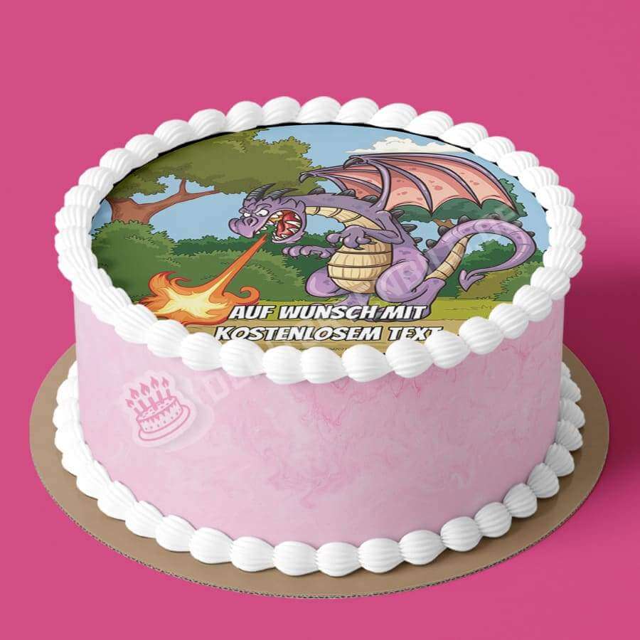Motiv: Drache Lila Wütend von Deintortenbild – Tortenaufleger, Tortenfoto, Tortenbild, personalisiert & individuell bei Deintortenbild.de