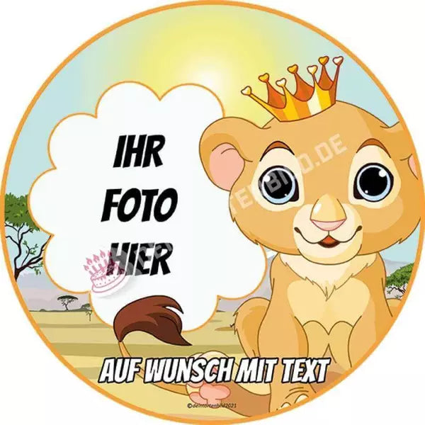Fotomotiv: Königslöwe - Deintortenbild.de Tortenaufleger aus Esspapier: Oblatenpapier, Zuckerpapier, Fondantpapier