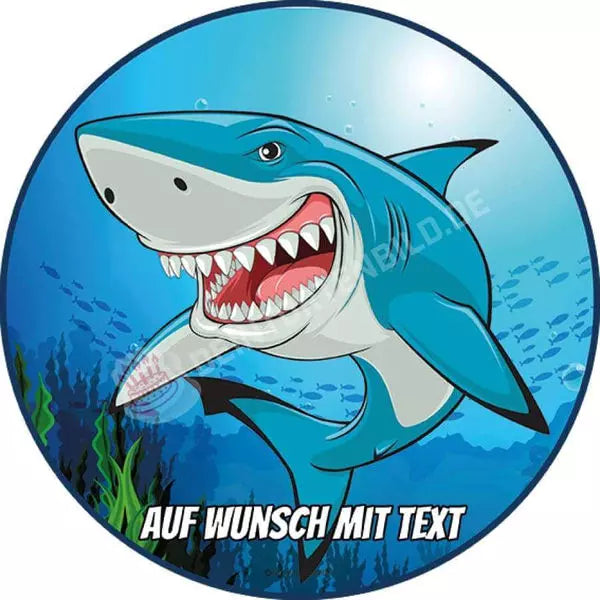 Motiv: Weißer Hai - Hochwertige und individuelle Tortenaufleger für jeden Anlass
Tortenaufleger Weißer Hai 20cm Kreis 
Unsere Tortenaufleger sind ein ideales Geschenk für besondere Mens - Tortenbild - DeintortenbildMotiv