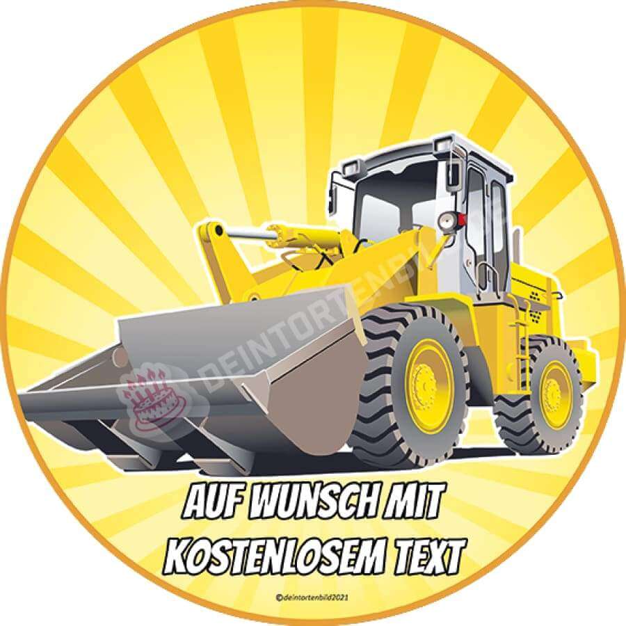 Motiv: Baustelle Radlader von Deintortenbild – Tortenaufleger, Tortenfoto, Tortenbild, personalisiert & individuell bei Deintortenbild.de